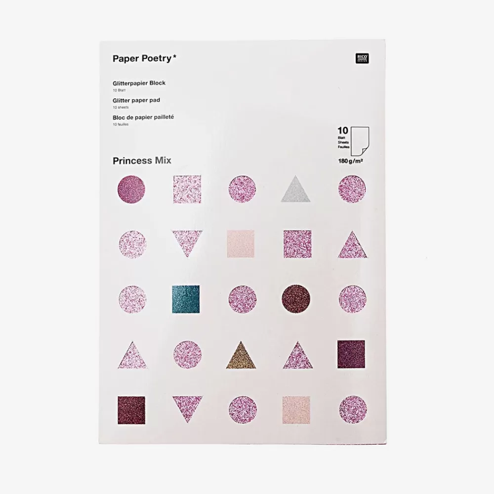 Rico Design 10 Feuilles De Papier Paillete Rose