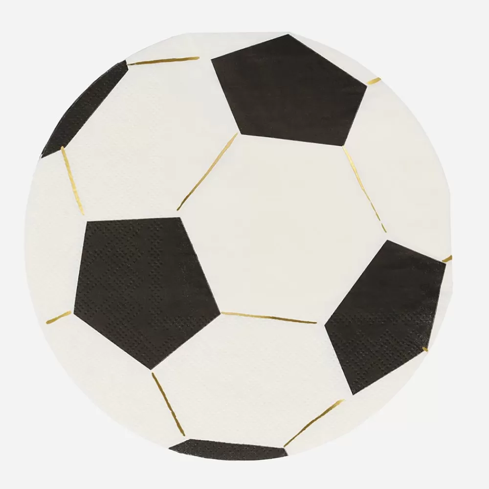 Meri Meri 16 Serviettes Ballon De Foot Dore