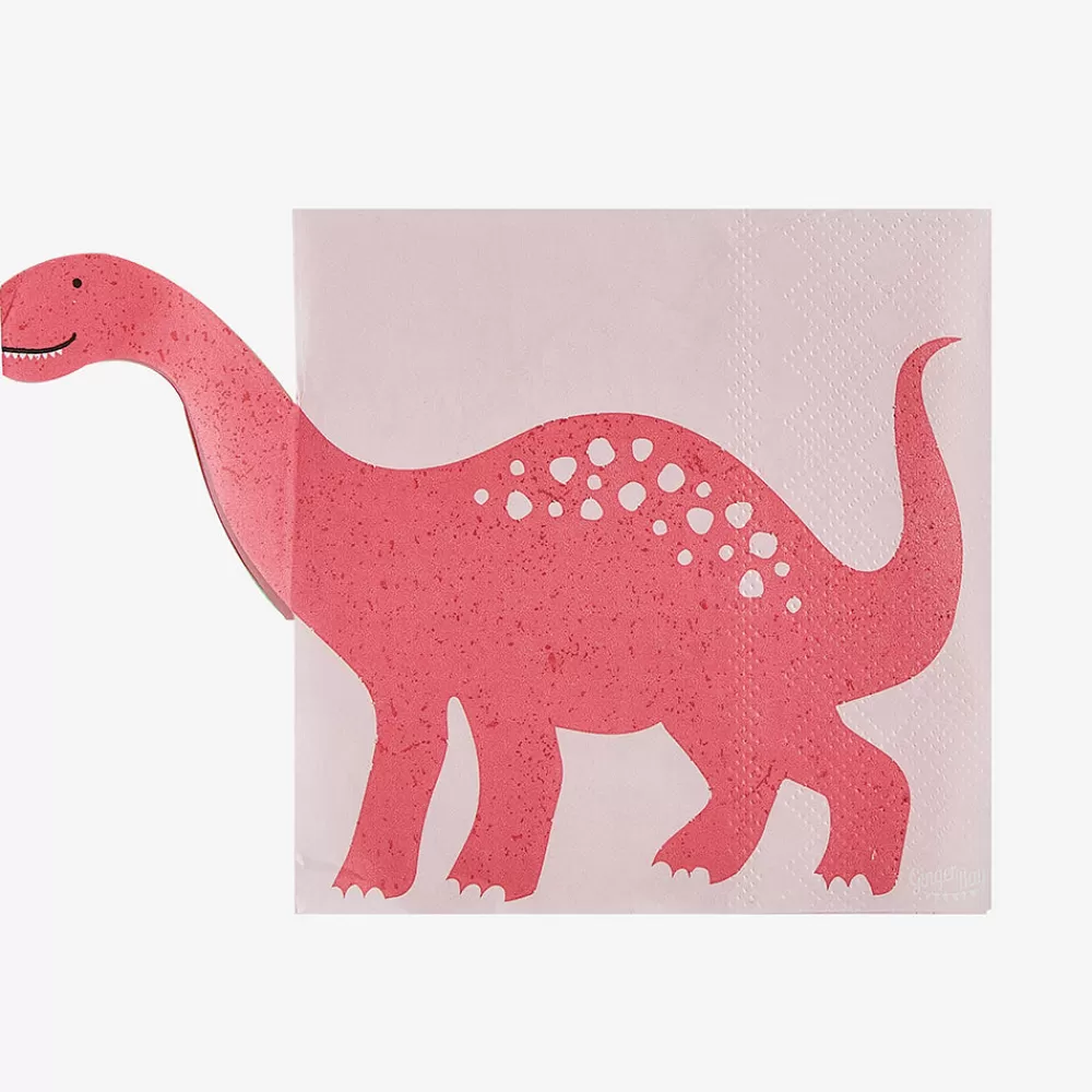 Ginger Ray 16 Serviettes Dinosaure Rose