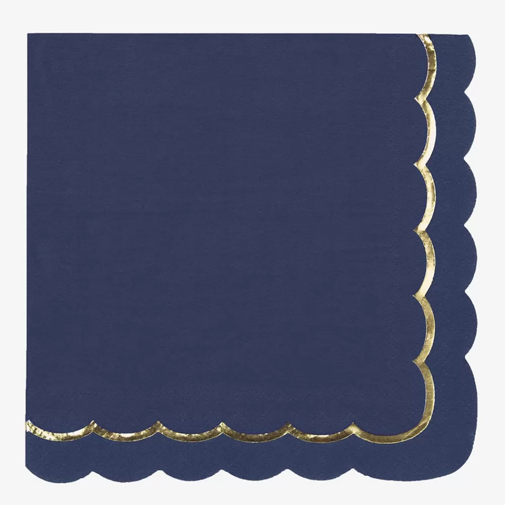 Party Pro 16 Serviettes Festonnees Bleu Marine