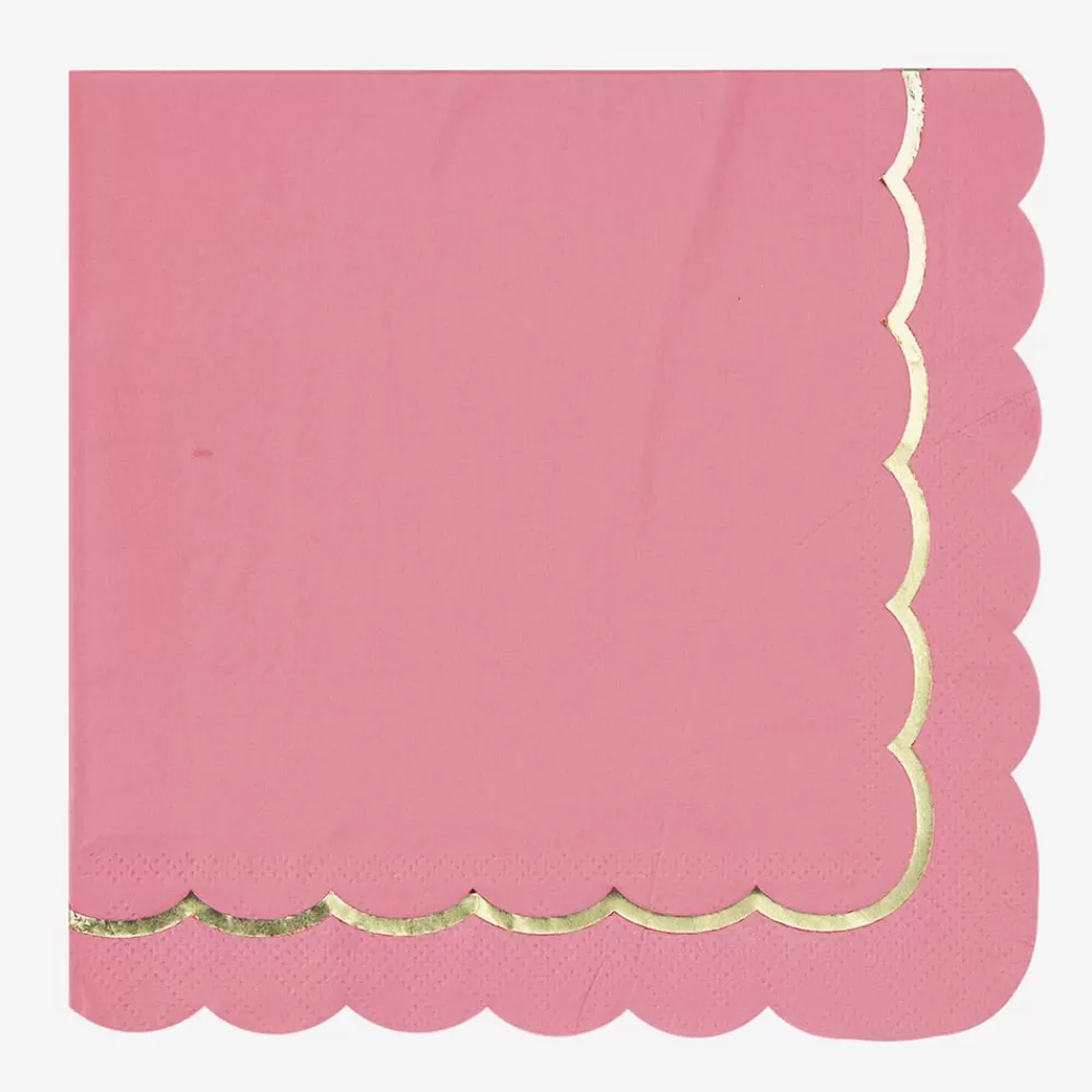 Party Pro 16 Serviettes Festonnees Rose Neon