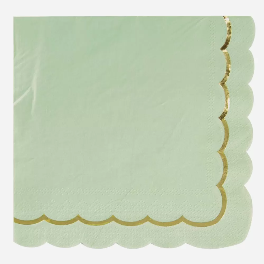 Party Pro 16 Serviettes Festonnees Vert Sauge