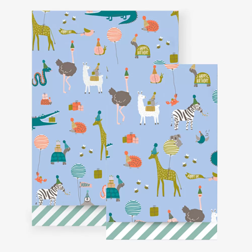 House of Products 1 Pochette En Papier Fete Des Animaux Bleu> Pochettes Cadeaux