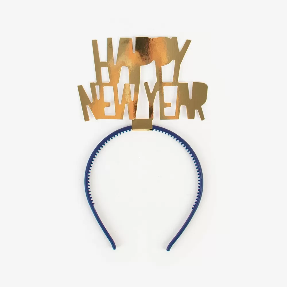 Party Deco 1 Serre-Tete - Happy New Year Dore> Chapeaux Pointus