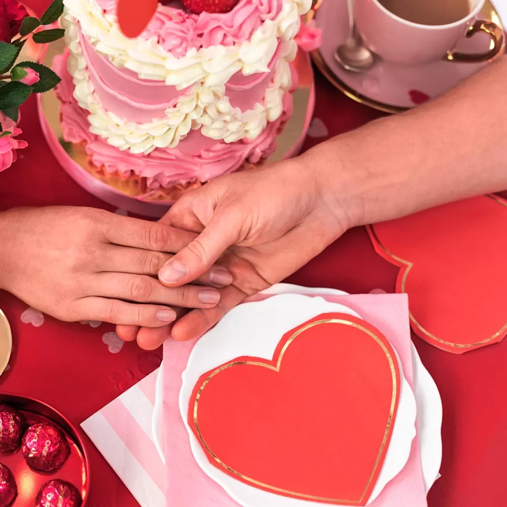 Party Deco 20 Serviettes En Papier Coeurs Rouges