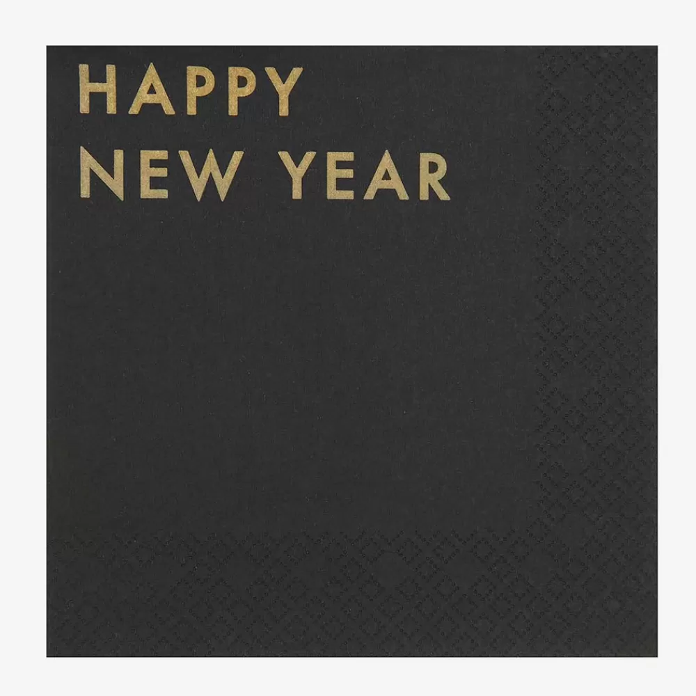 Rico Design 20 Serviettes Noires Happy New Year