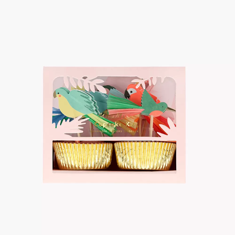 Meri Meri 24 Toppers Et Cupcakes Oiseaux Tropicaux