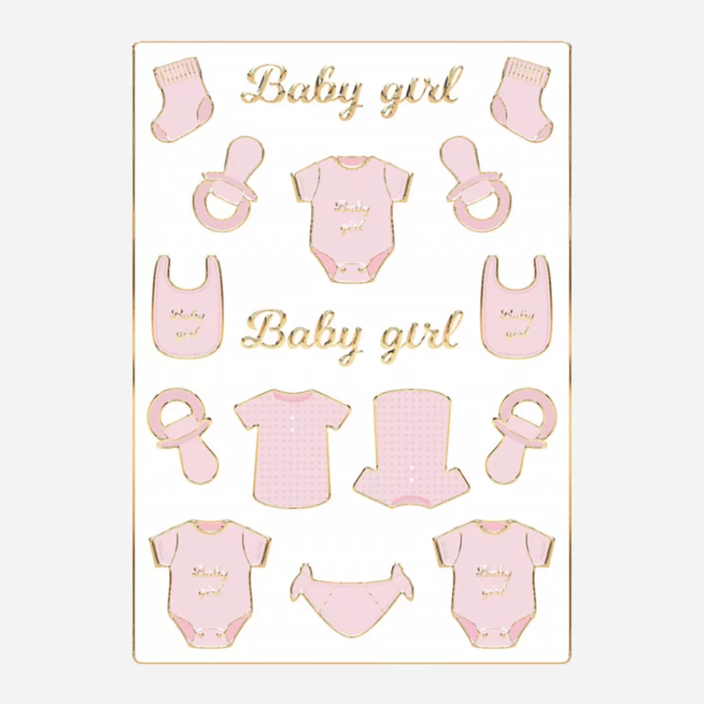 Party Pro 30 Stickers Baby Girl> Stickers Et Gommettes