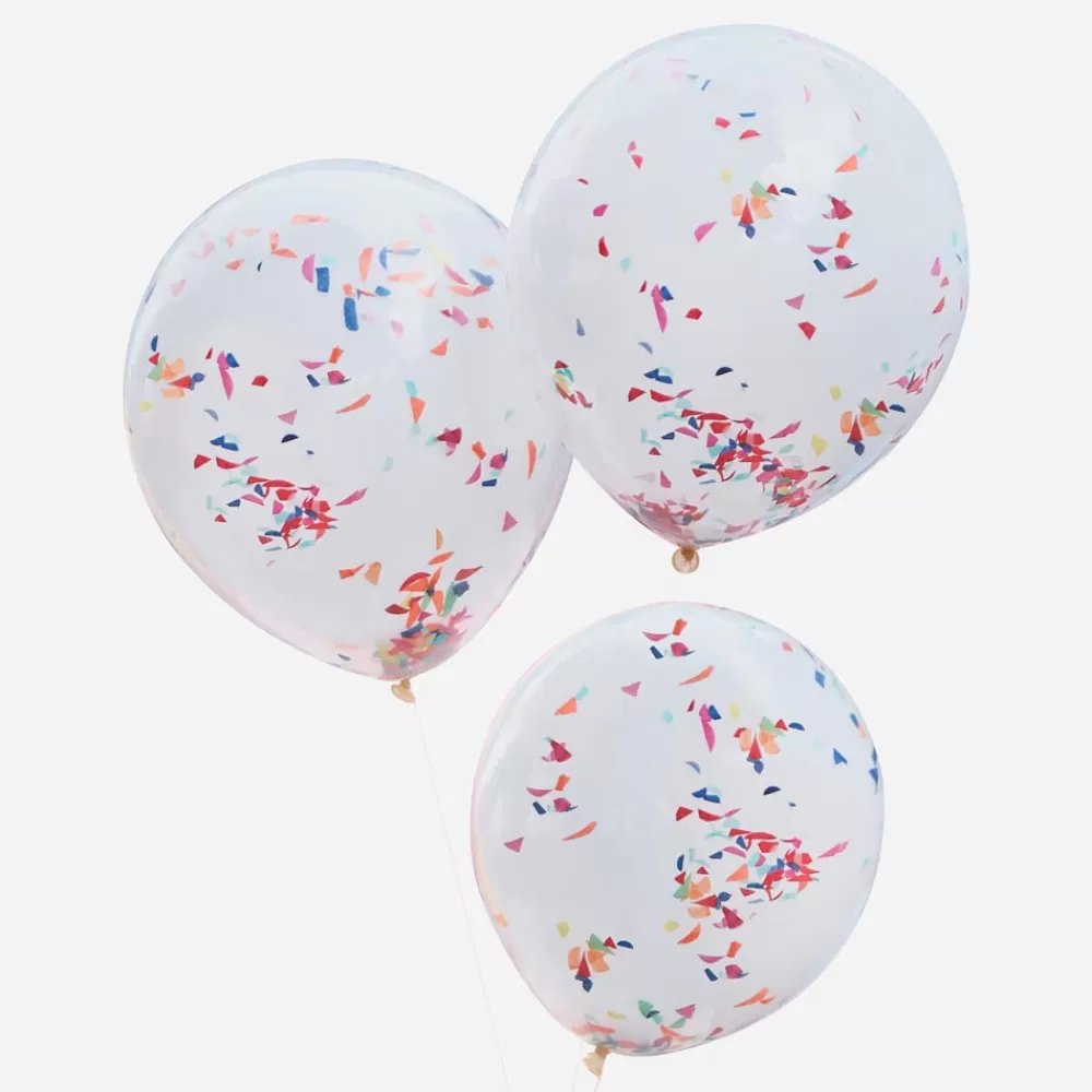 Ginger Ray 3 Double Ballons Confettis Multico> Ballons De Baudruche Unis