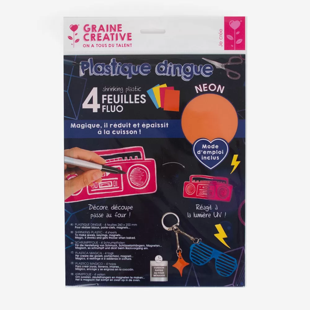 Graine Créative 4 Feuilles Fluo Plastique Dingue