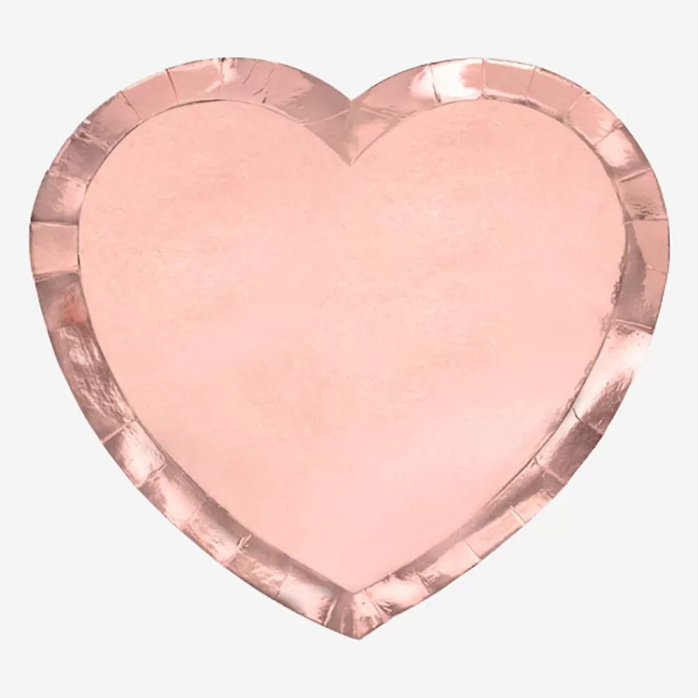 Party Deco 6 Assiettes Coeur Rose Gold