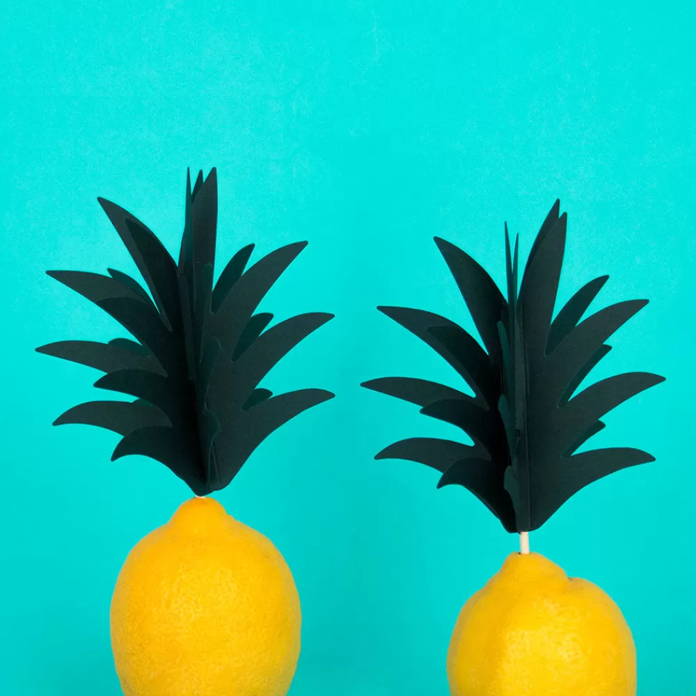 Party Deco 6 Toppers - Feuilles D'Ananas