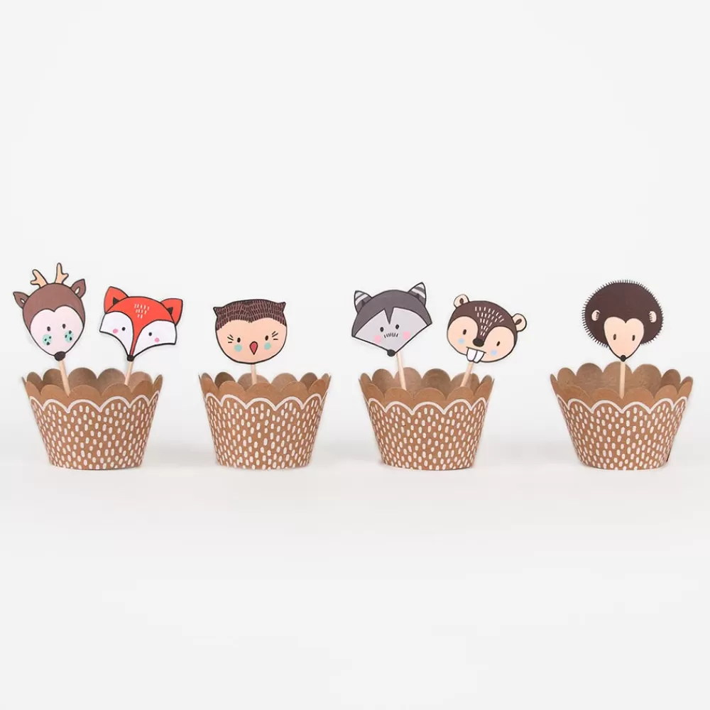 Party Deco 6 Toppers Et Caissettes A Cupcake - Animaux Des Bois