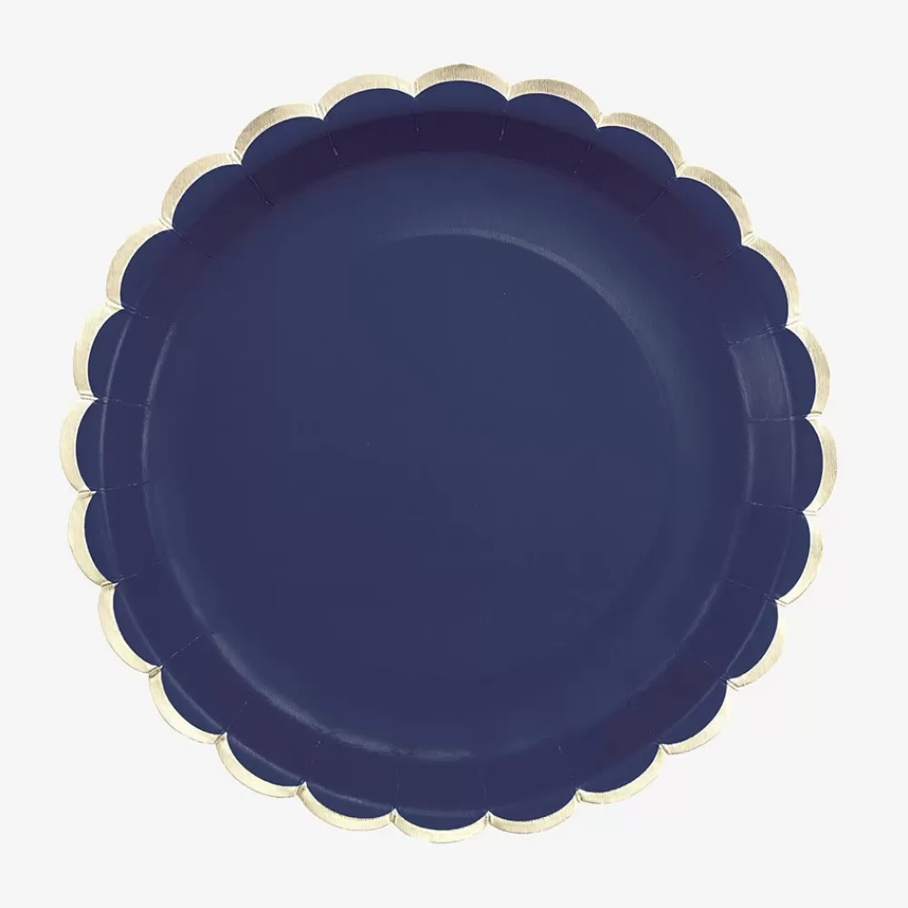 Party Pro 8 Assiettes Festonnees Bleu Marine