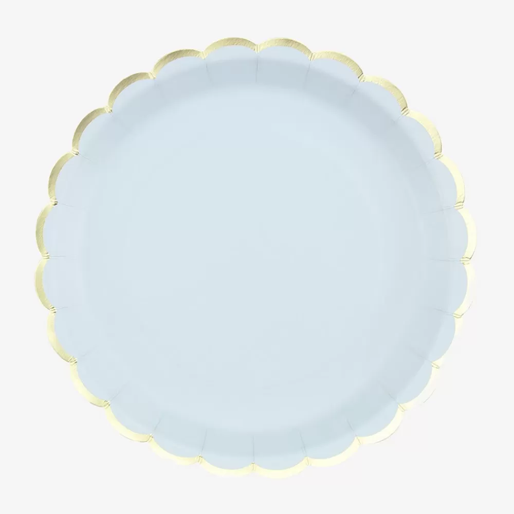 Party Pro 8 Assiettes Festonnees Bleu Pastel