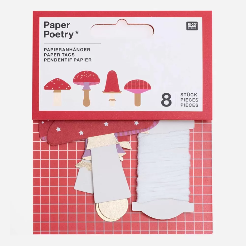 Rico Design 8 Etiquettes Champignon> Papier Cadeau