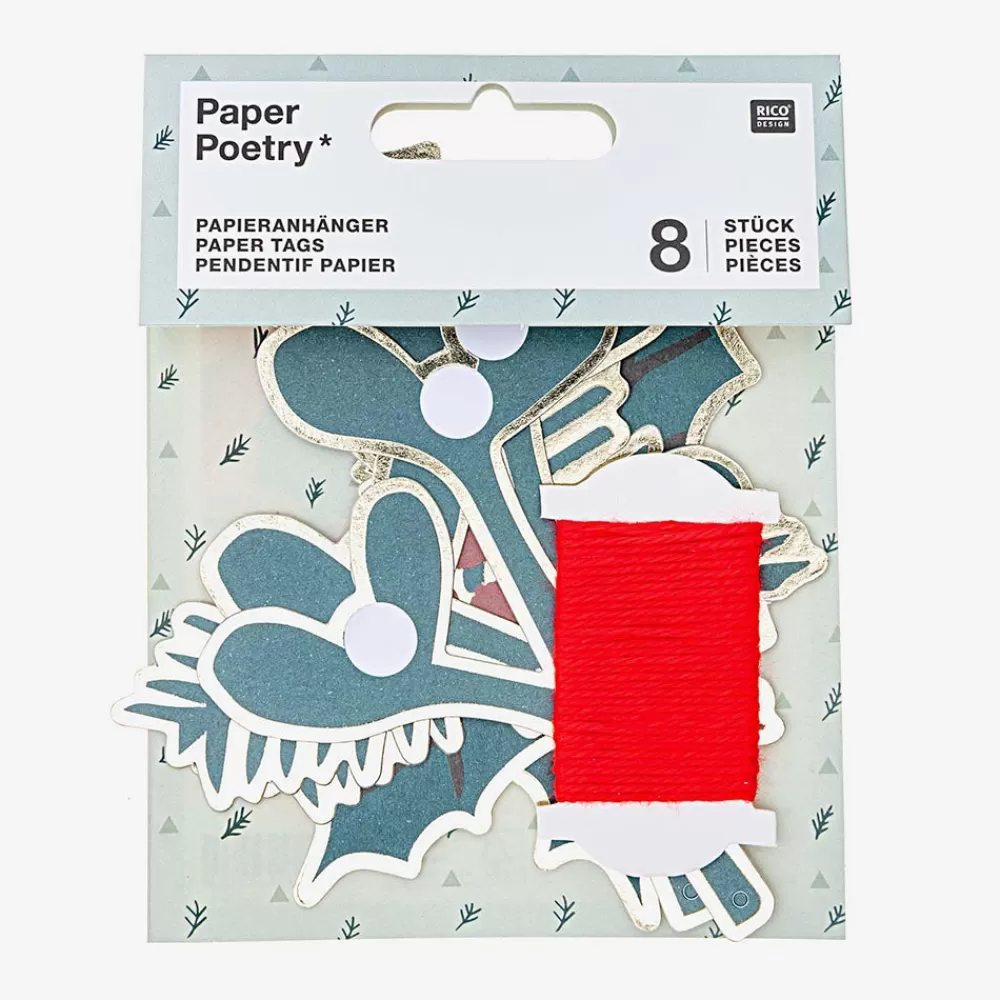 Rico Design 8 Etiquettes Houx Et Gui De Noel> Papier Cadeau