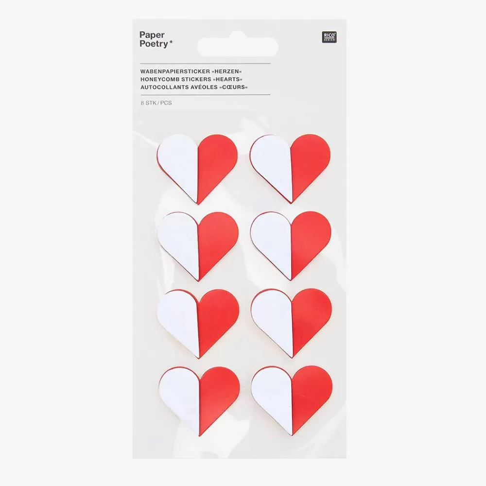 Rico Design 8 Stickers Alveoles Coeur Rouge> Stickers Et Gommettes