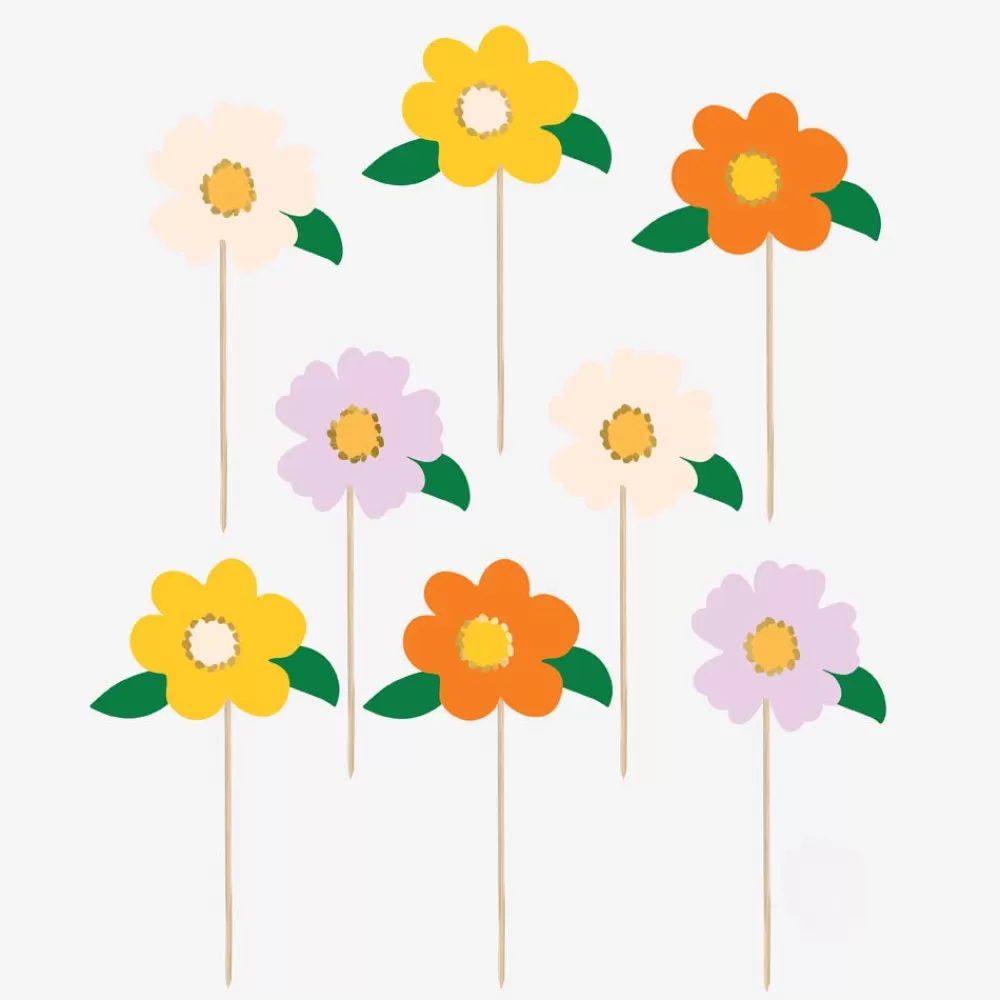 Party Deco 8 Toppers Fleurs