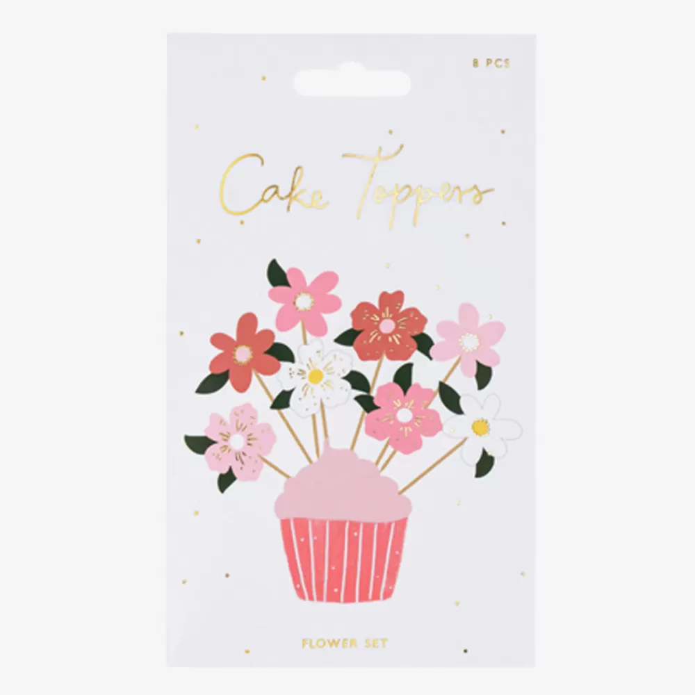 Party Deco 8 Toppers Fleurs Rose