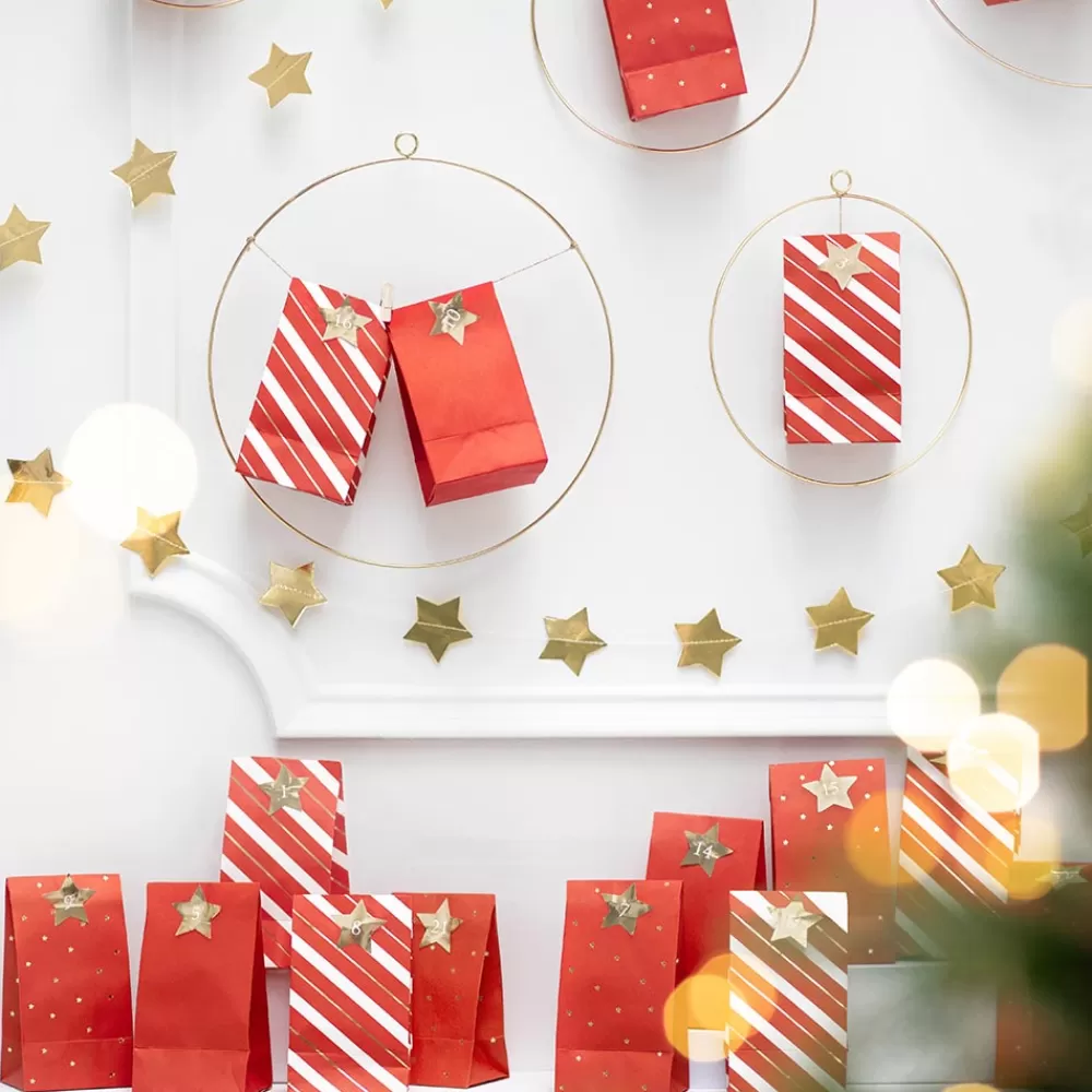 Party Deco Avent - Calendrier De L'Avent Sachets Rouge> Pochettes Cadeaux