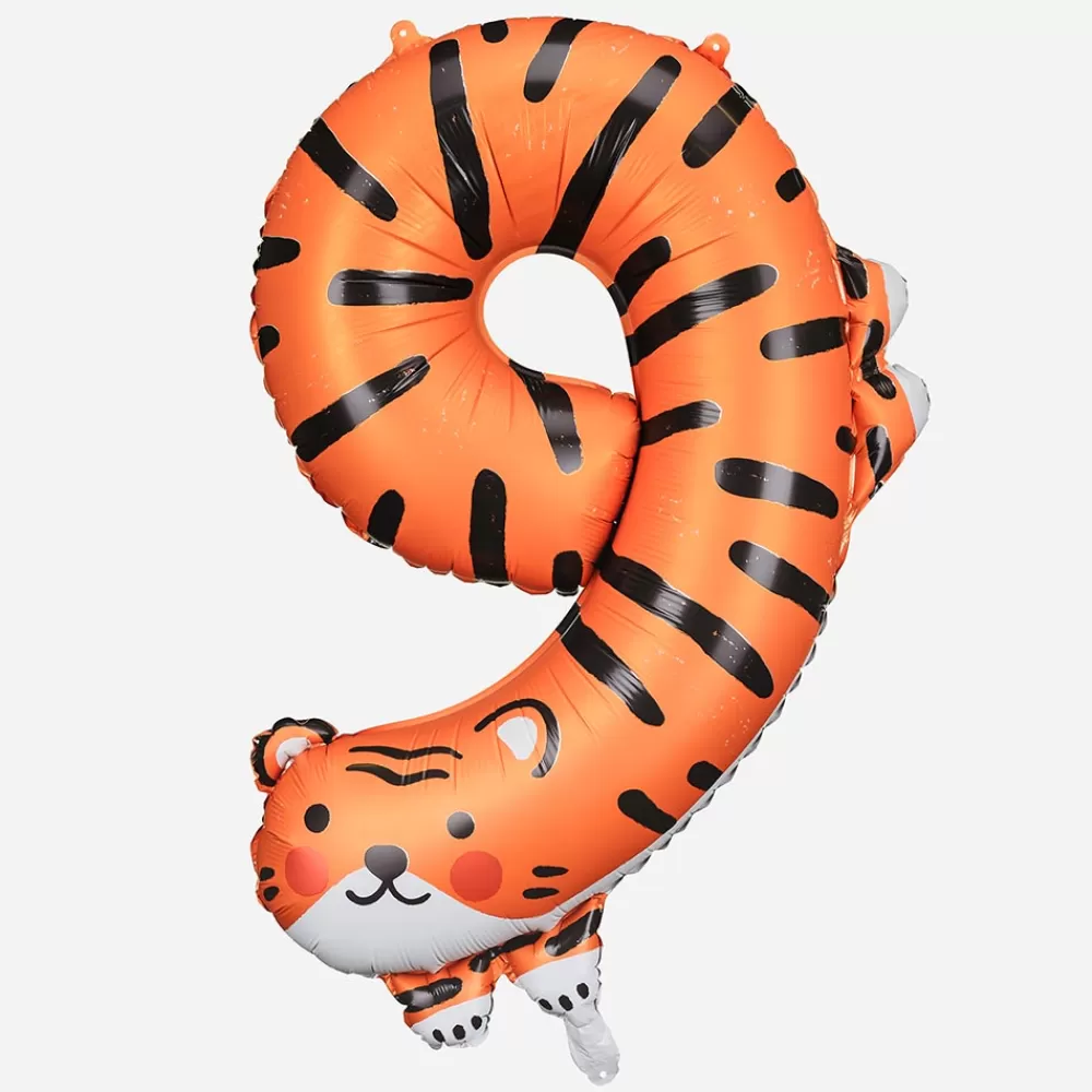 Party Deco Ballon Chiffre 9 Tigre> Ballons Chiffre