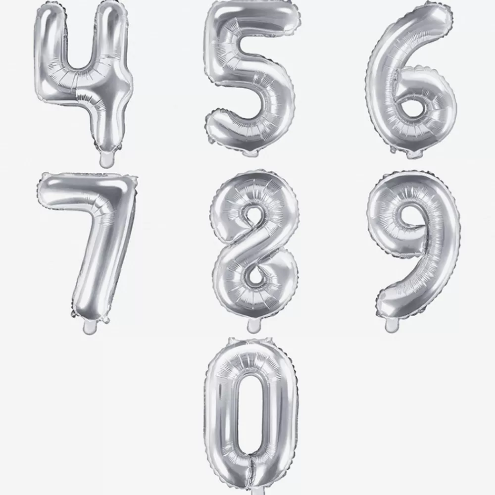 Party Deco Ballon Chiffre Argente (Petite Taille)> Ballons Chiffre