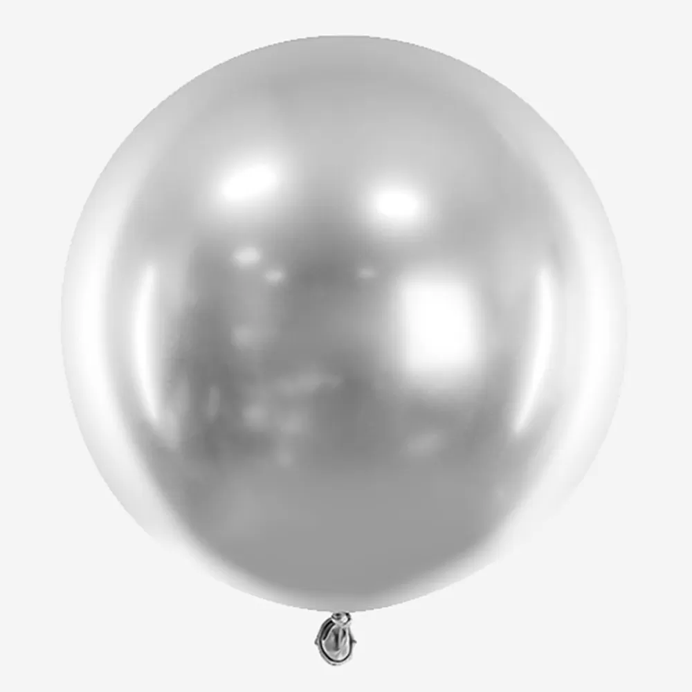 Party Deco Ballon De Baudruche : 1 Ballon Rond Chrome Argente (60Cm)> Ballons De Baudruche Unis