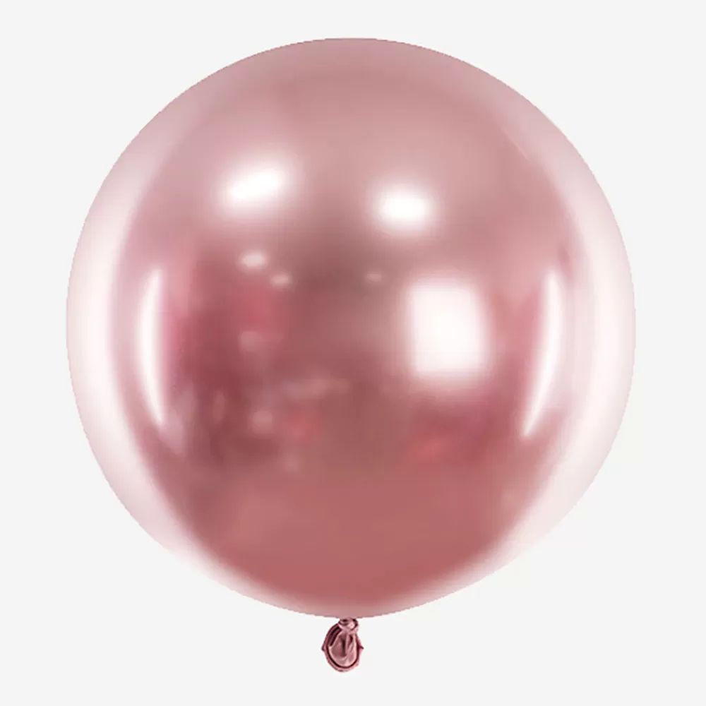 Party Deco Ballon De Baudruche : 1 Ballon Rond Chrome Rose (60Cm)> Ballons De Baudruche Unis