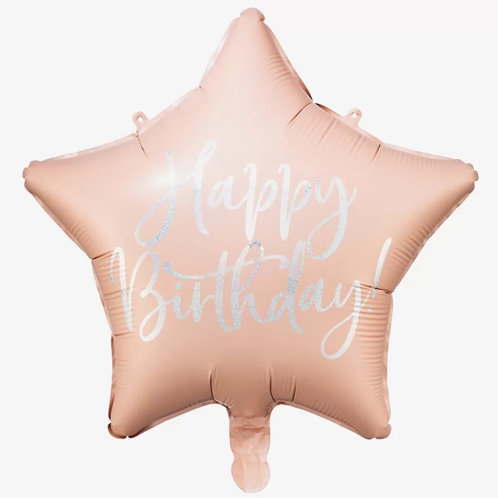 Party Deco Ballon Etoile Rose Gold Happy Birthday> Ballons Helium À Forme