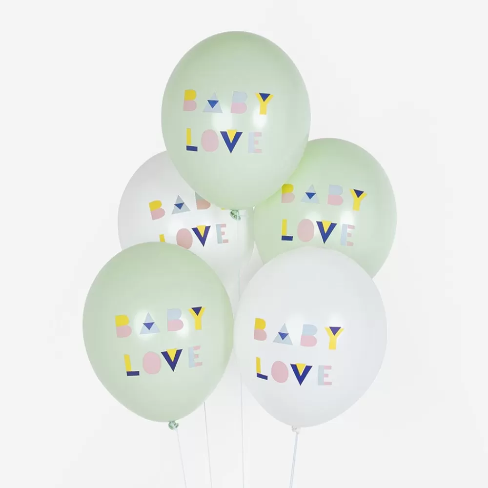 My Little Day Ballons De Baudruche : 5 Ballons Baby Shower Menthe> Ballons De Baudruche À Motif