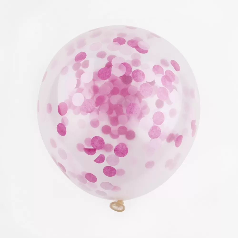 Ginger Ray Ballons De Baudruche : 5 Ballons Confettis Roses> Ballons De Baudruche Unis