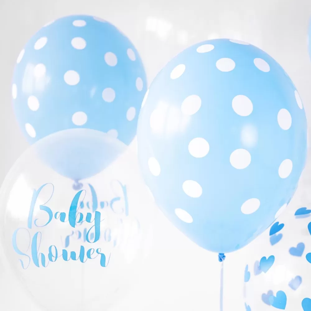 Party Deco Ballons De Baudruche : 6 Ballons Bleus A Pois Blancs> Ballons De Baudruche À Motif