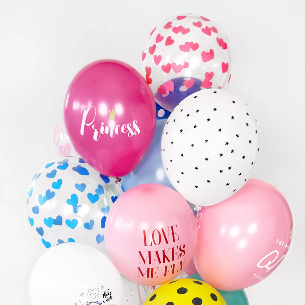 Party Deco Ballons De Baudruche : 6 Ballons Coeurs Fuchsia> Ballons De Baudruche À Motif