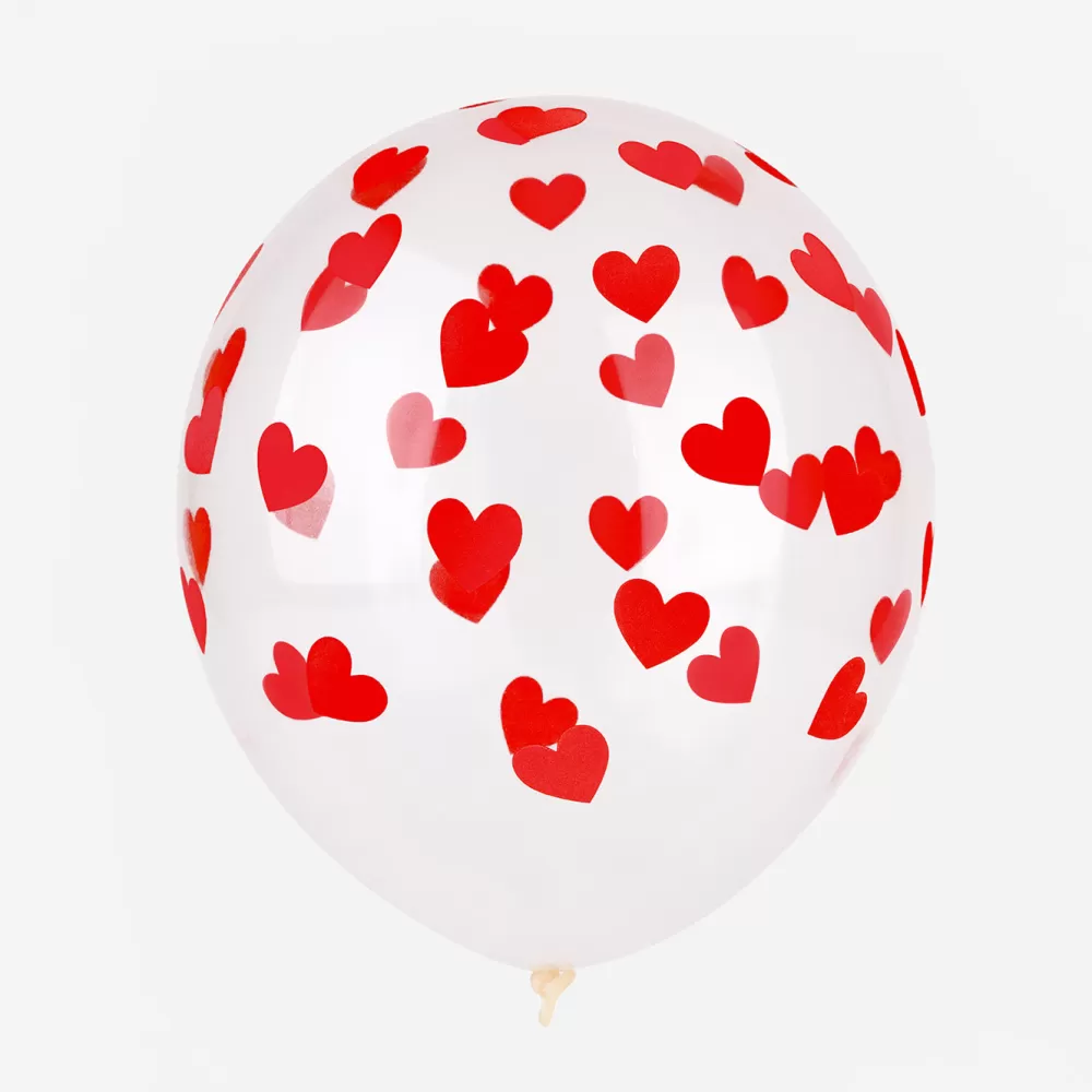 Party Deco Ballons De Baudruche : 6 Ballons Coeurs Rouges> Ballons De Baudruche À Motif