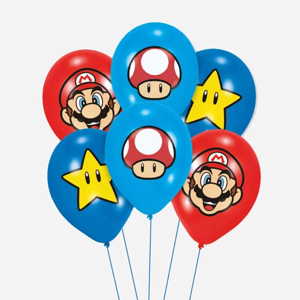 Amscan Ballons De Baudruche : 6 Ballons Super Mario Bros> Ballons De Baudruche À Motif