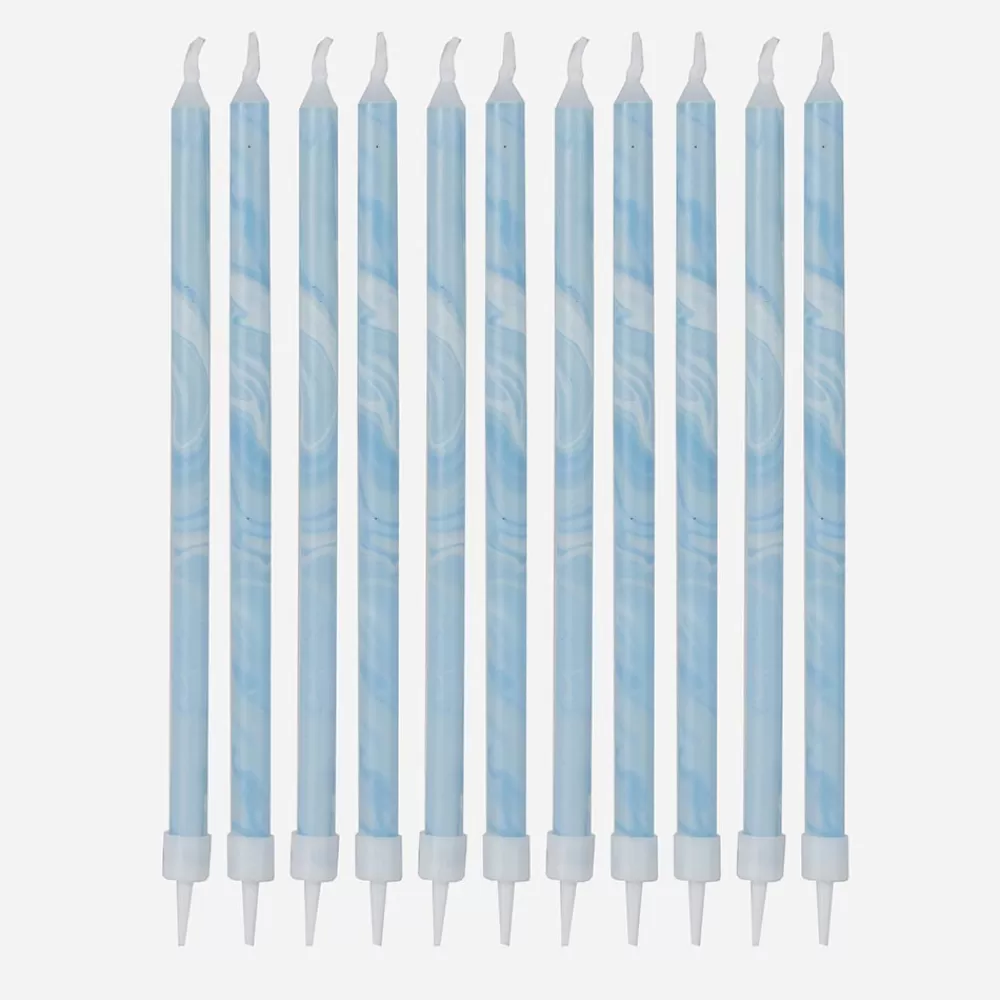 Ginger Ray Bougie Anniversaire : 12 Bougies Bleu Marbre