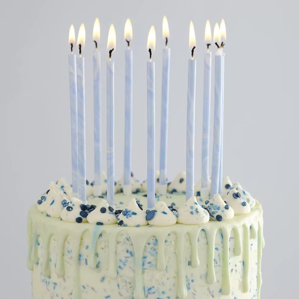 Ginger Ray Bougie Anniversaire : 12 Bougies Bleu Marbre