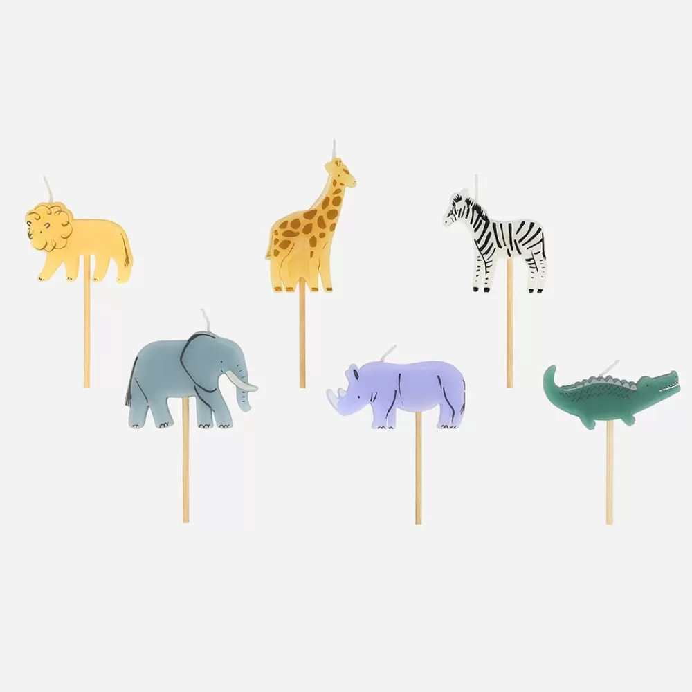 Meri Meri Bougie Anniversaire : 6 Bougies Animaux De La Jungle