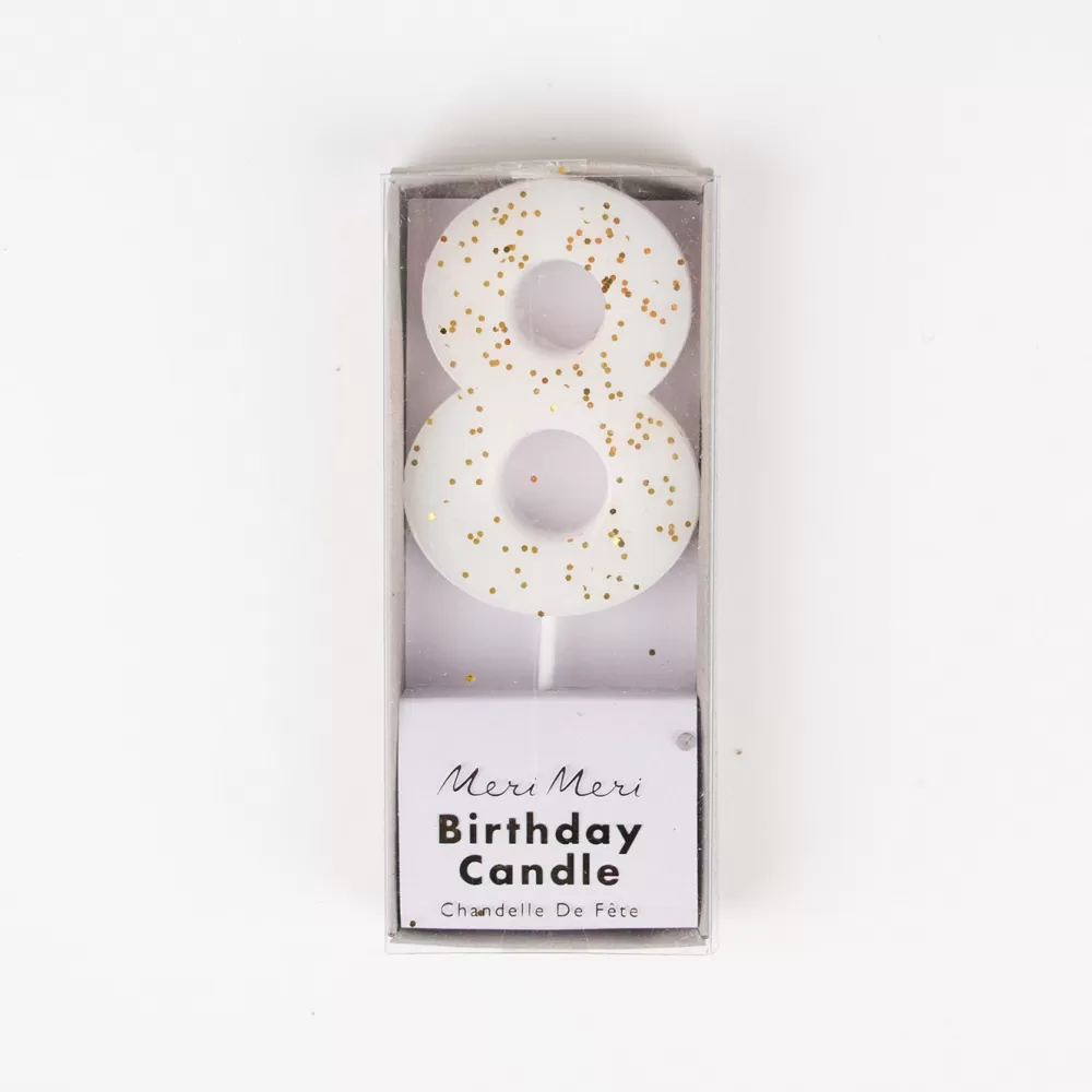 Meri Meri Bougie Anniversaire : Bougie Chiffre 8 Blanc