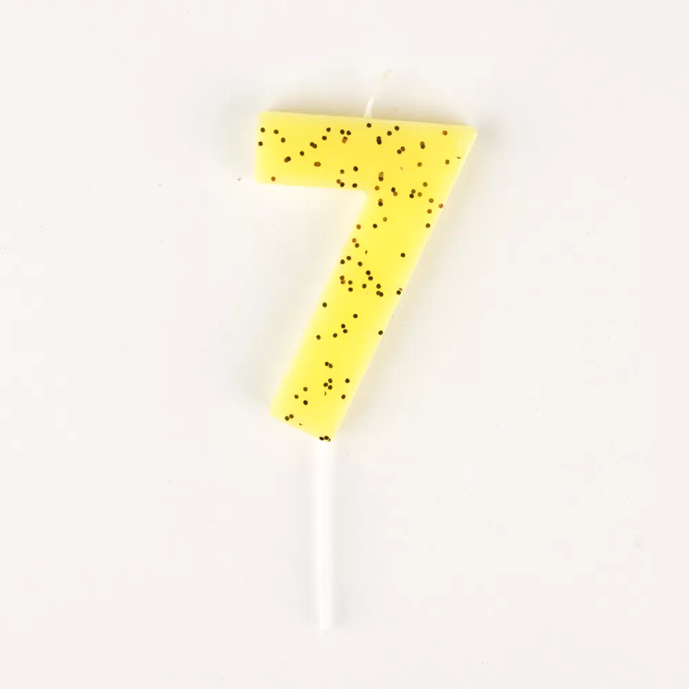 Meri Meri Bougie Anniversaire : Chiffre 7 Jaune