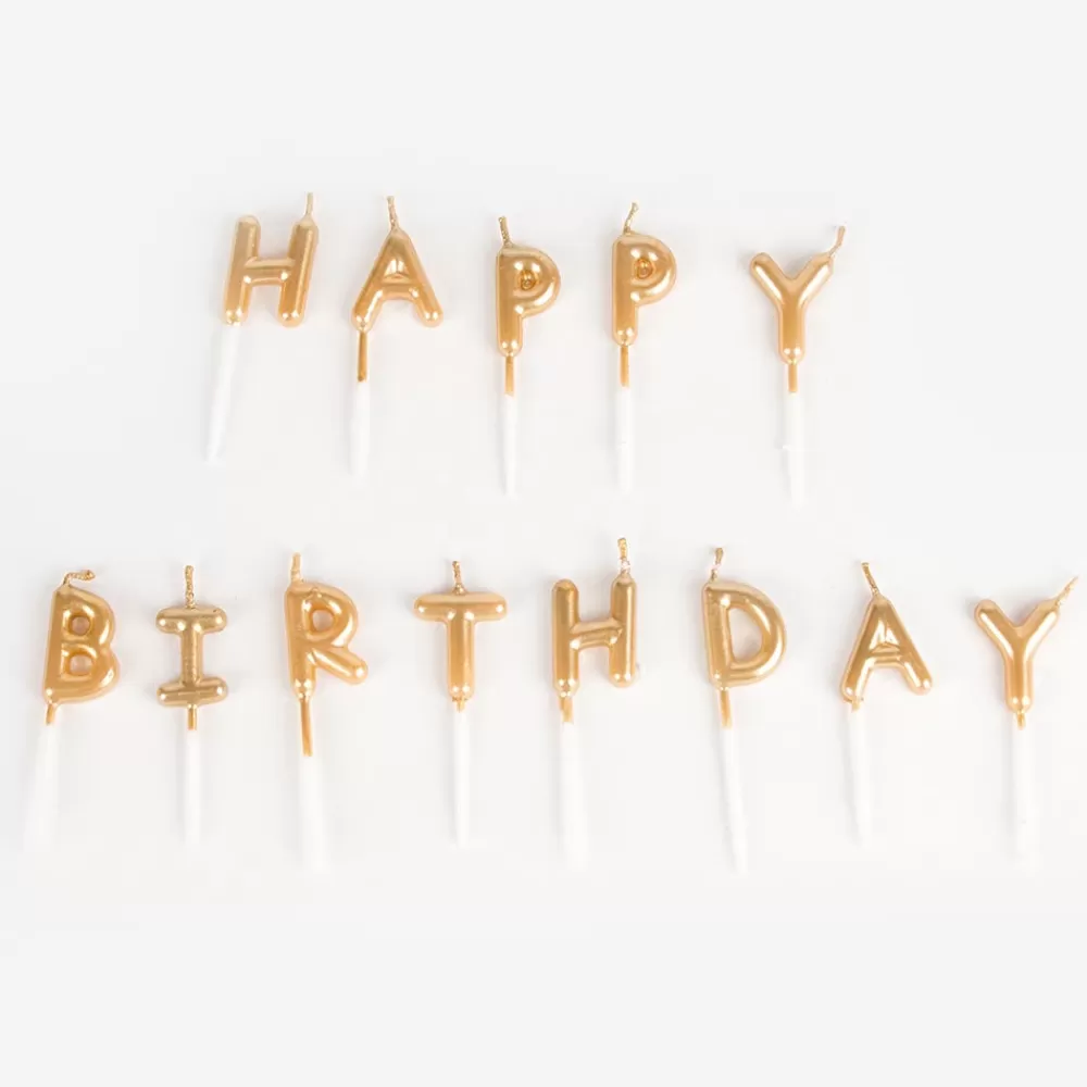 Rico Design Bougie Anniversaire Happy Birthday Dore