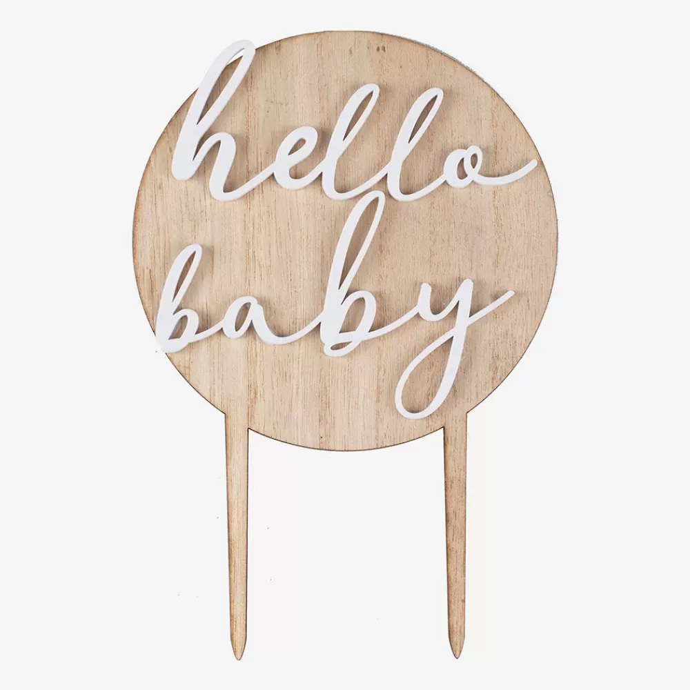 Ginger Ray Cake Topper Hello Baby En Bois