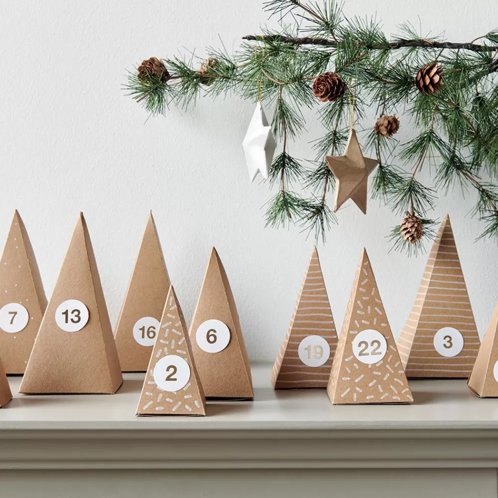 Rico Design Calendrier De L'Avent - 24 Arbres En Papier Kraft> Pochettes Cadeaux