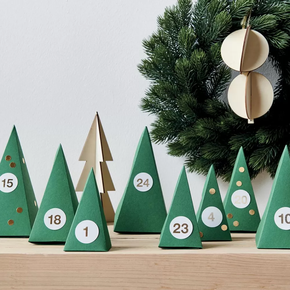 Rico Design Calendrier De L'Avent - 24 Arbres En Papier Vert> Pochettes Cadeaux