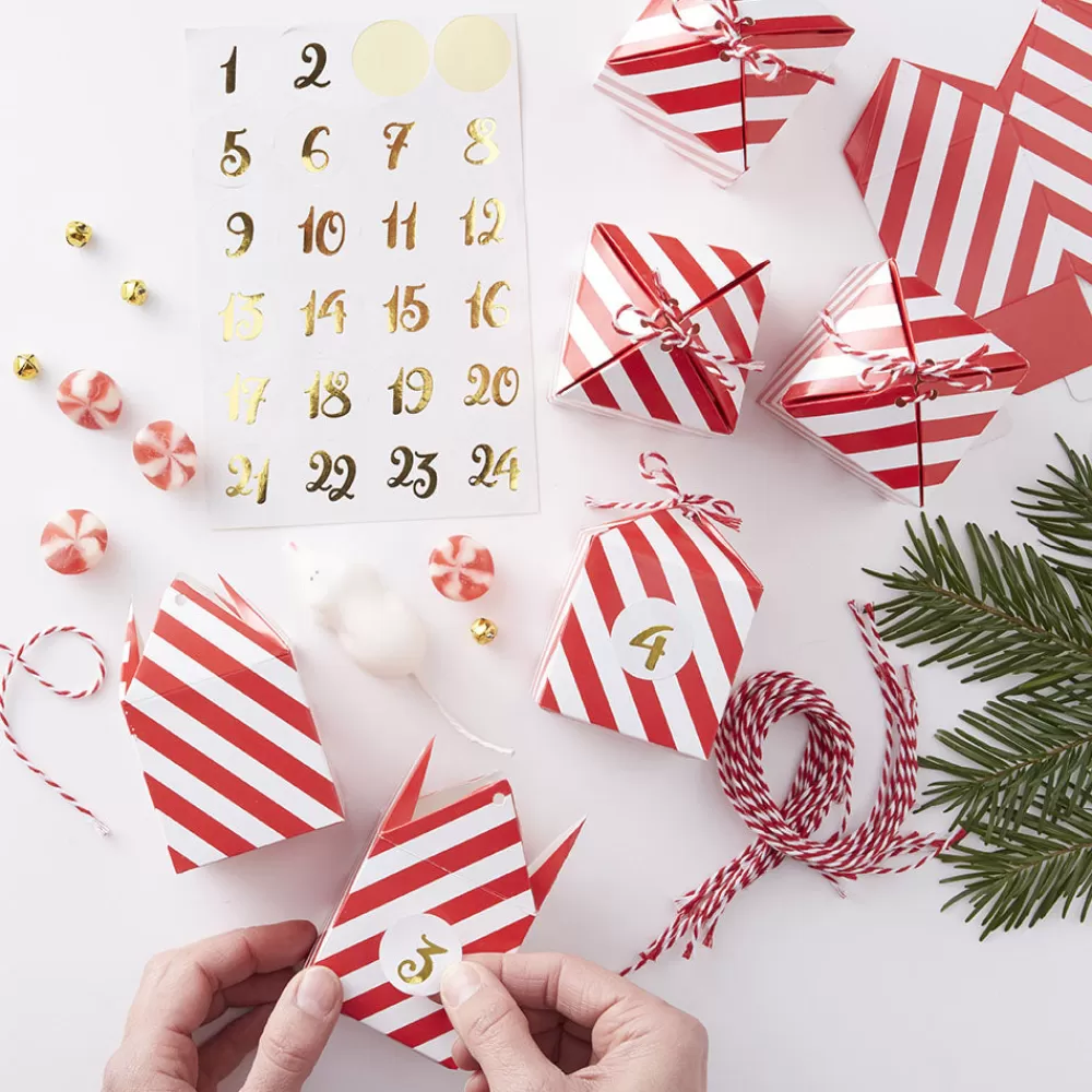 Ginger Ray Calendrier De L'Avent : 24 Maisonnettes Rouge Et Blanc> Pochettes Cadeaux