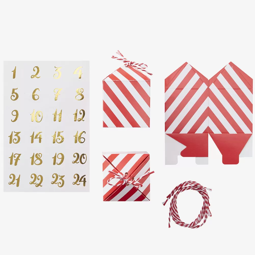 Ginger Ray Calendrier De L'Avent : 24 Maisonnettes Rouge Et Blanc> Pochettes Cadeaux