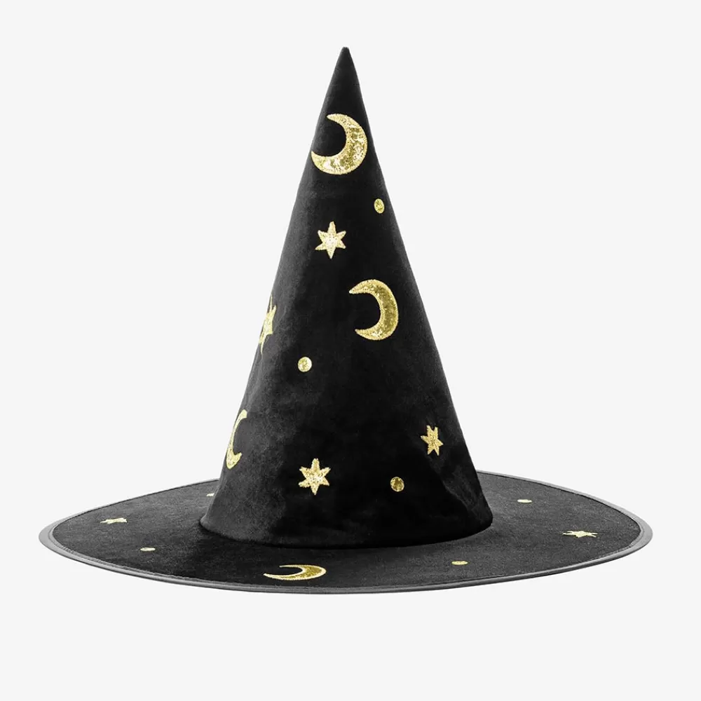 Party Deco Chapeau De Sorciere Noir Et Or Halloween>Enfant Déguisements