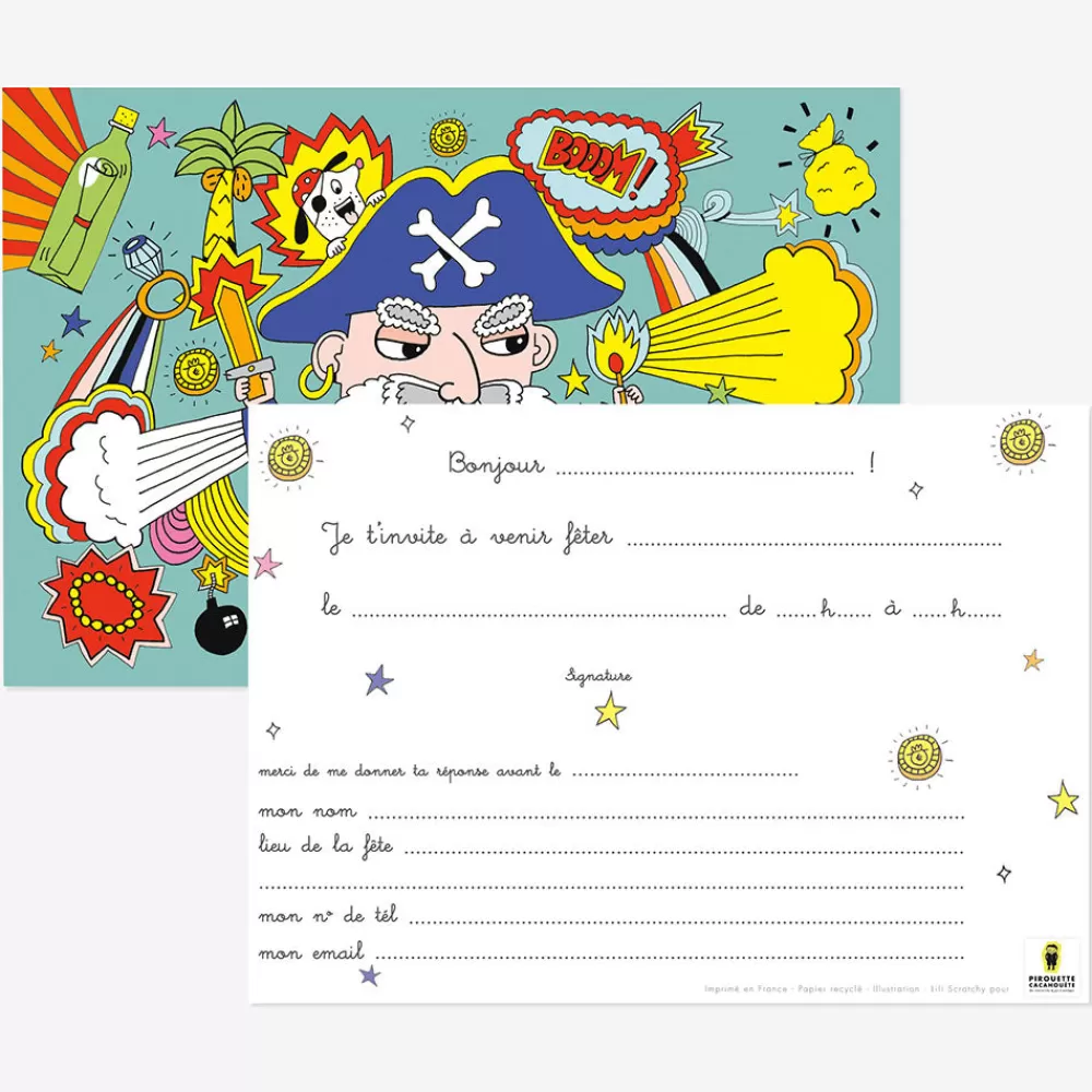 Pirouette Cacahouete Invitation Anniversaire Pirate Party (8)> Invitations