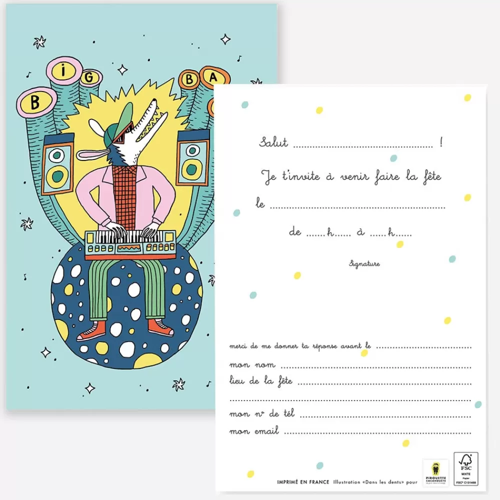 Pirouette Cacahouete Invitation Loup Disco (8)> Invitations